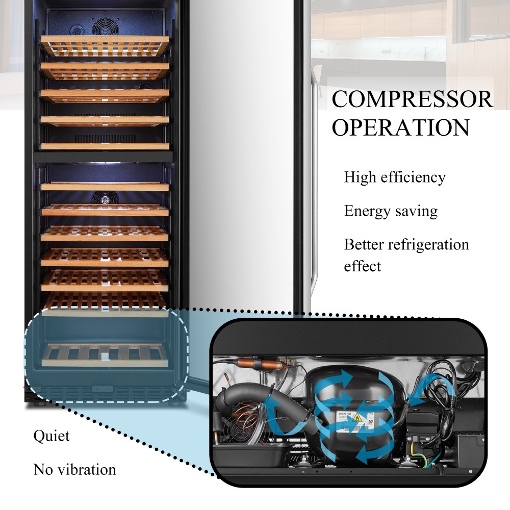 LANBO Wine Cooler Refrigerator, 138 Bottle Dual Zone Red Wine Cellar